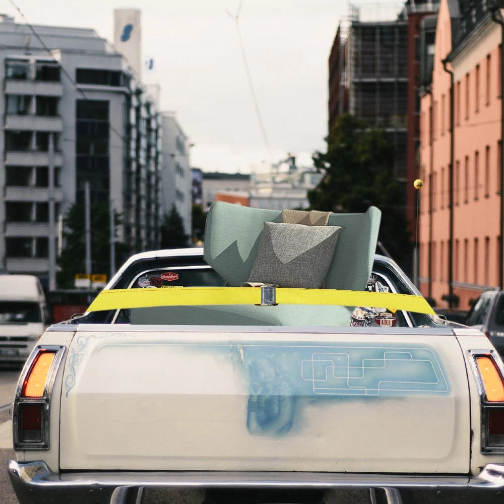 Retractable Ratchet Tie Down Strap With Coated Double J