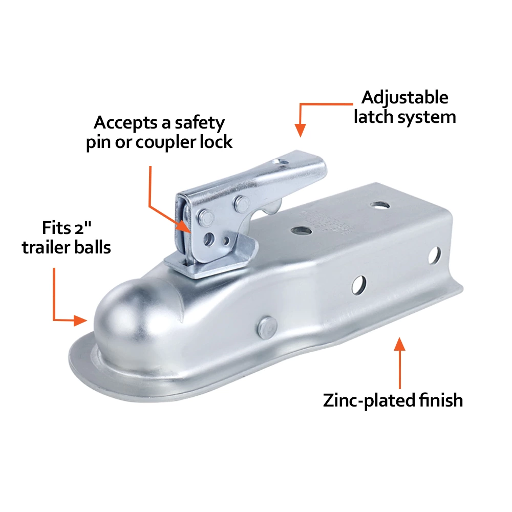 Wholesale 2 inch Trailer Coupler 3500lbs Trailer Tow Hitch Ball Coupling Channel Size 2-1/2 inch