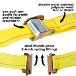 Retractable Ratchet Tie Down Strap With Coated Double J