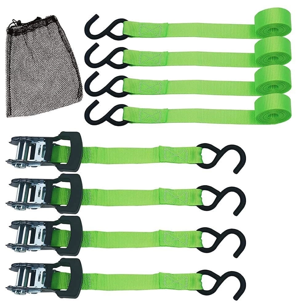 4 Pack Of 1 Inch Custom Printed Polyester Webbing Ratchet Lashing Straps With Coated S Hook