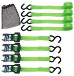 4 Pack Of 1 Inch Custom Printed Polyester Webbing Ratchet Lashing Straps With Coated S Hook