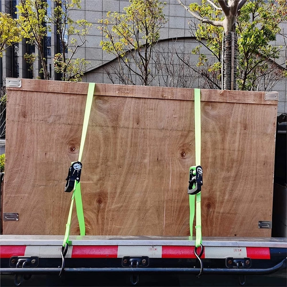 4 Pack Of 1 Inch Custom Printed Polyester Webbing Ratchet Lashing Straps With Coated S Hook