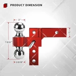 1BJY-HM-45 Customized Red Reversible Ball Mount Aluminum Alloy Adjustable Ball Mount