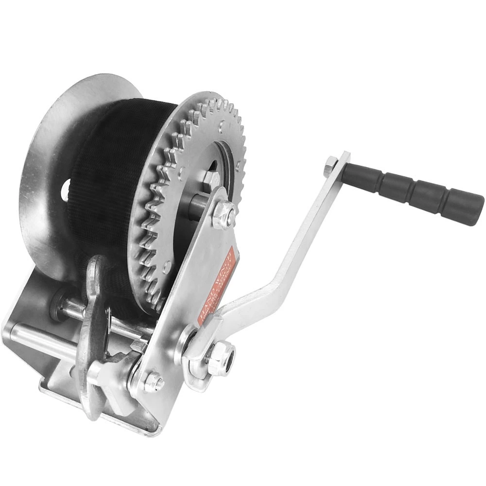 1BJY-HW-04B 1200lbs Hand Winch Boat Winch Black Strap | Hand Crank Winch with 7m Black Strap Manual Winches
