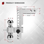 1BJY-HM-66 Aluminum Alloy Adjustable Ball Mount with 2in. Receiver Trailer Hitch Ball Mount