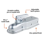 Original Factory Straight Tongue Trailer Coupler for 3-Inch Channel 2-Inch Hitch Ball Capacity 3500 lbs