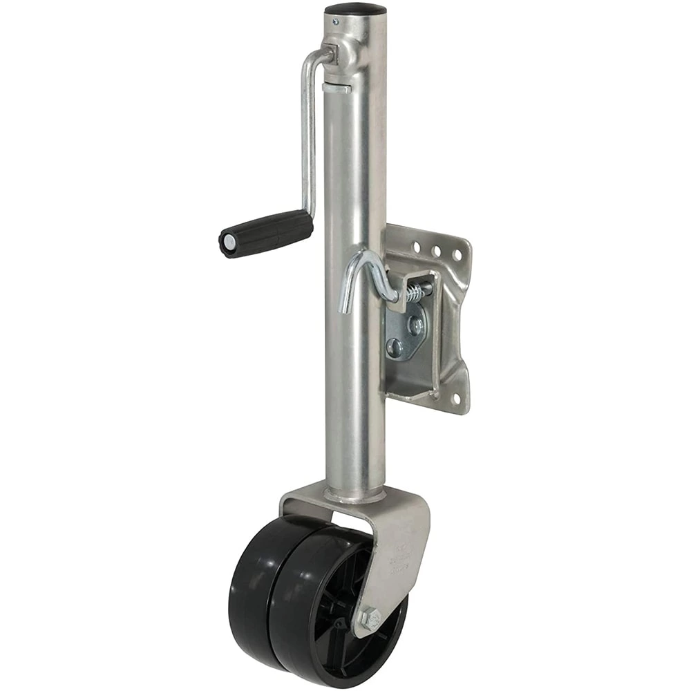 1BJY-TJ-08 Sidewind Bolt-on Swivel Trailer Jack Zinc Coated with Dual 8" Casters. 2000LBS Capacity