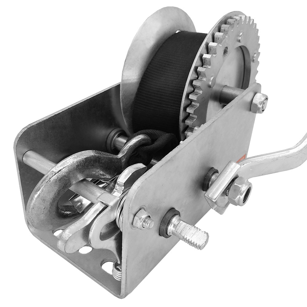 1BJYHW04B 1200lbs Hand Winch Boat Winch Black Strap Hand Crank