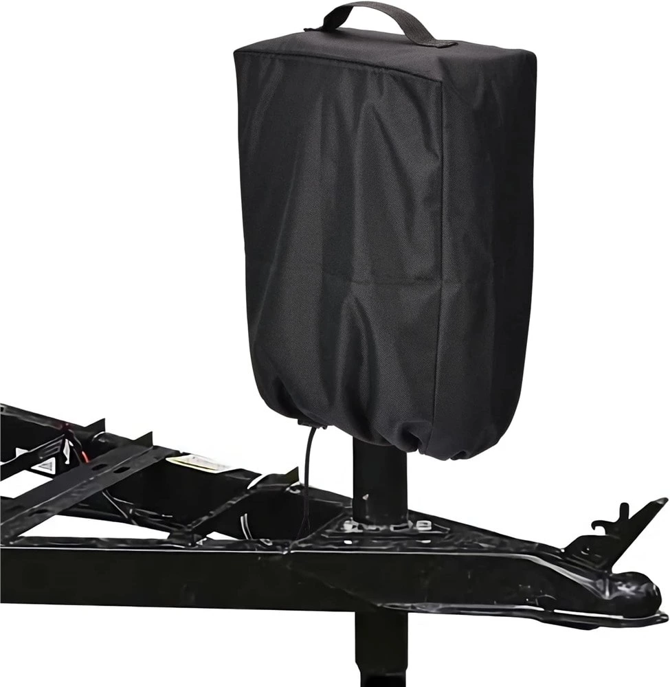 Waterproof Electric Tongue Jack Cover, Polyester Travel Trailer Tongue Jack Cover, 600D Universal RV Jack Cover for Trailer, RV, Camper, Sun, Waterproof and Snow (Black)