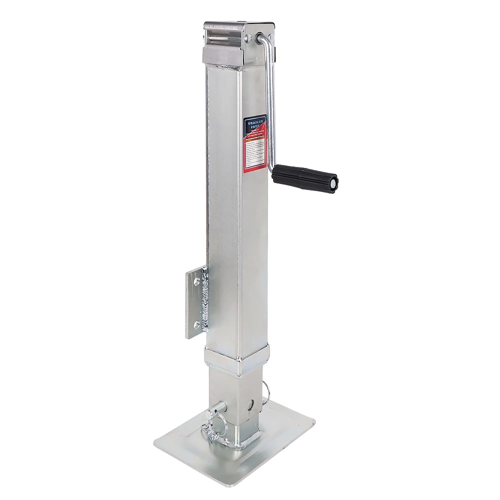 1BJY-TJ-66 Zinc Side-wind Square Jack with Footplate - Drop Leg - Sidewind - 7,000 lbs