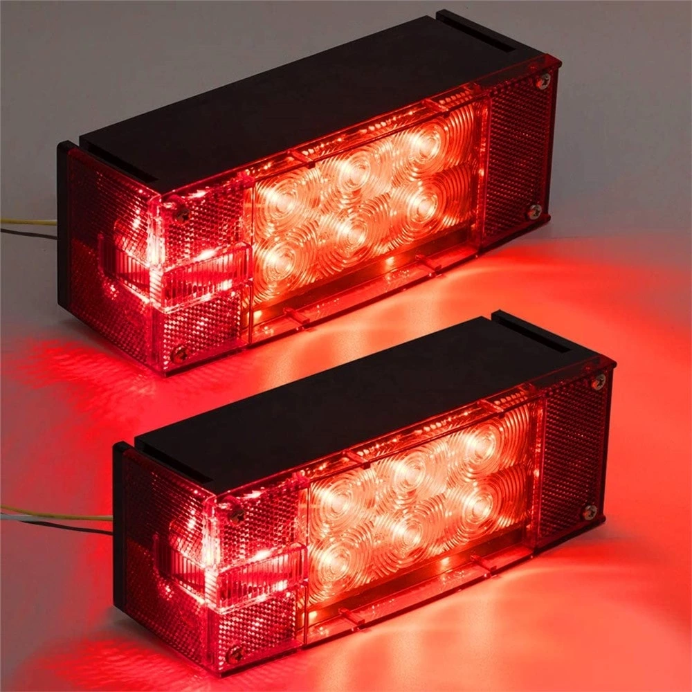 12V LED Low Profile Submersible Rectangular Trailer Light Kit Tail Stop Turn Running Lights for Boat Trailer Truck Marine