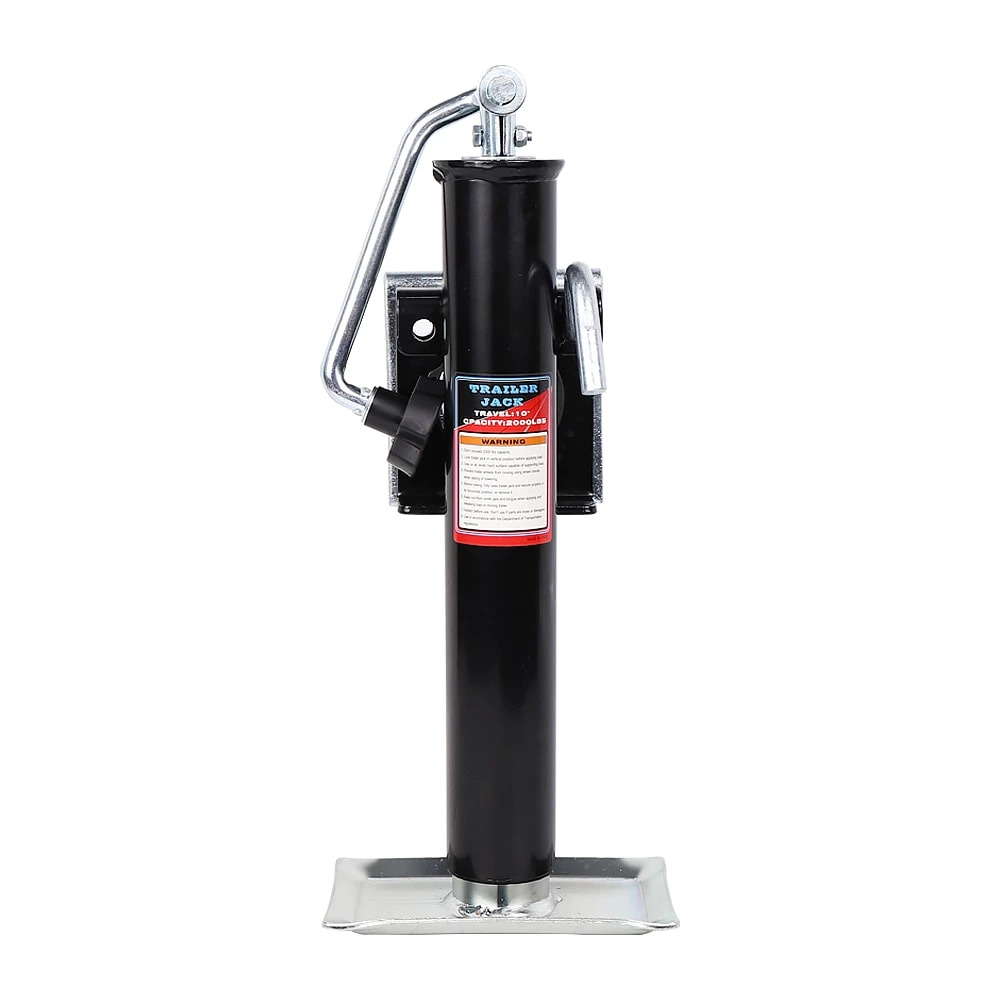 1BJY-TJ-15 Black Universal 10inch Topwind Travel Weld-On Mount Swivel Jacks with Base (2,000 lbs. Lift Capacity)
