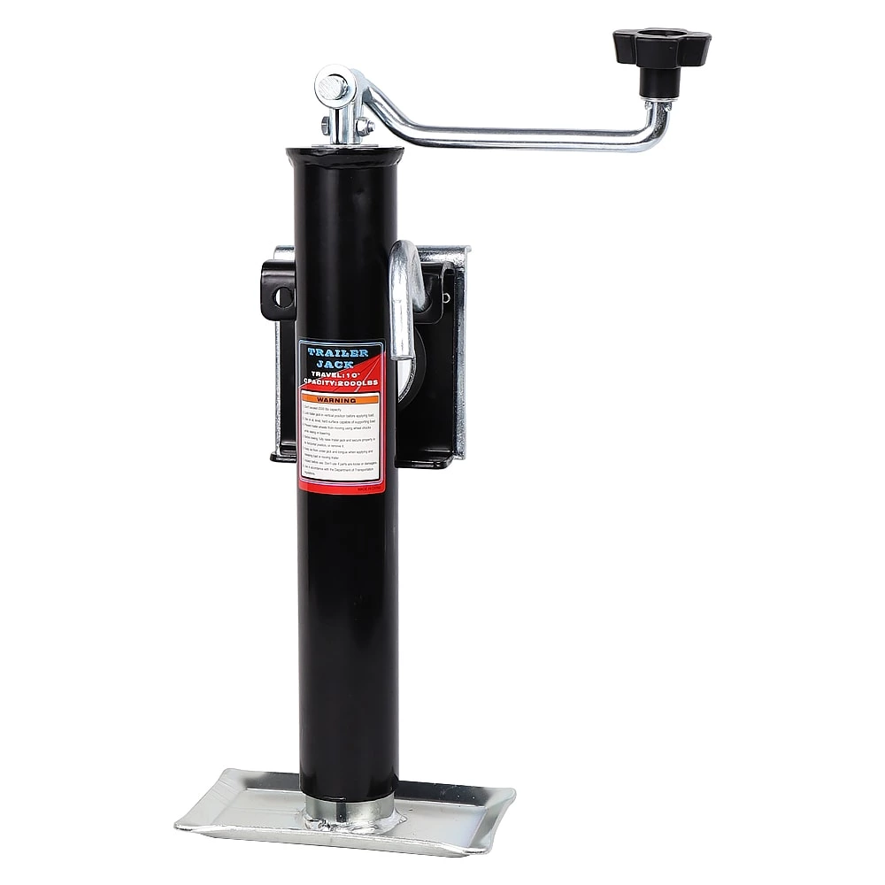 1BJY-TJ-15 Black Universal 10inch Topwind Travel Weld-On  Mount Swivel Jacks with Base (2,000 lbs. Lift Capacity)
