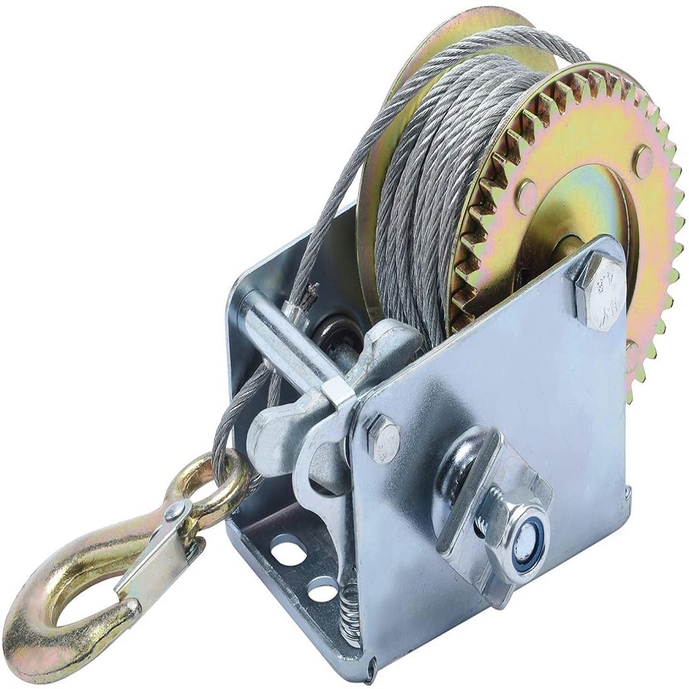 1BJYHW08S 2000lbs Hand Crank Winch with Hook and 10m 32ft Steel Cable