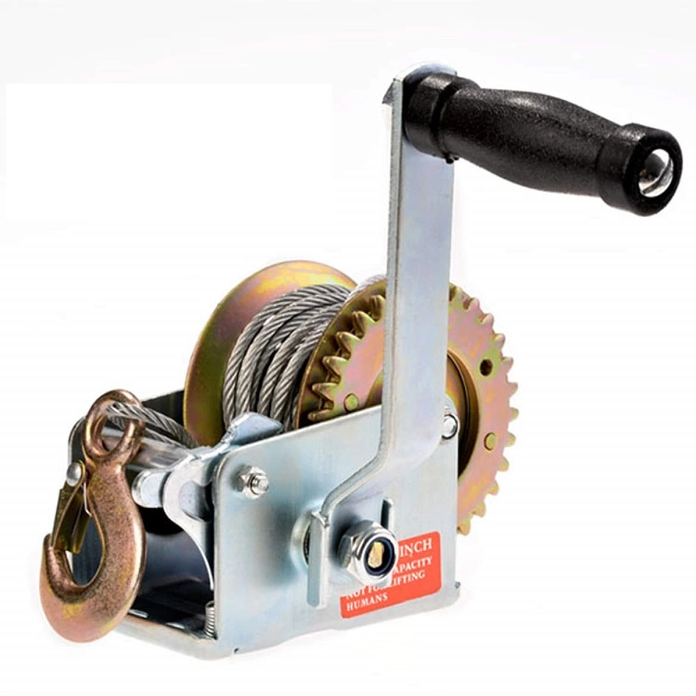 1BJY-HW-01S 600Lbs Hand Winch Heavy Duty Steel Cable Crank Gear Winch with 8m Steel Wire
