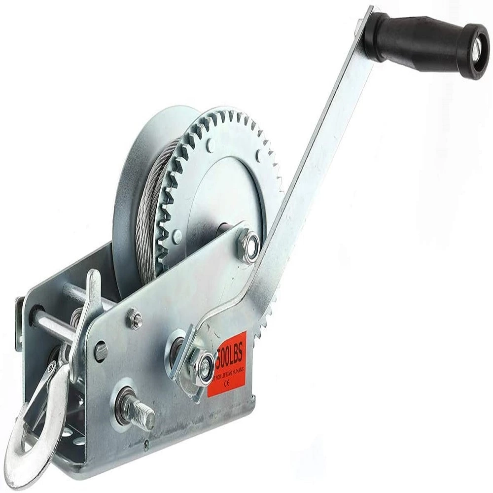 1BJY-HW-11S Hand Winch Crank Cable 3500lbs, Heavy Duty Gear Winch for RV Trailer, Boat or ATV (Steel)