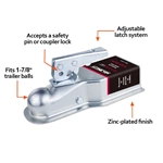 1BJY-TC-03Z 1-7/8 inch Ball Straight Trailer Hitch Coupler Competitive Price 3 inch Channel 2000 lbs Capacity
