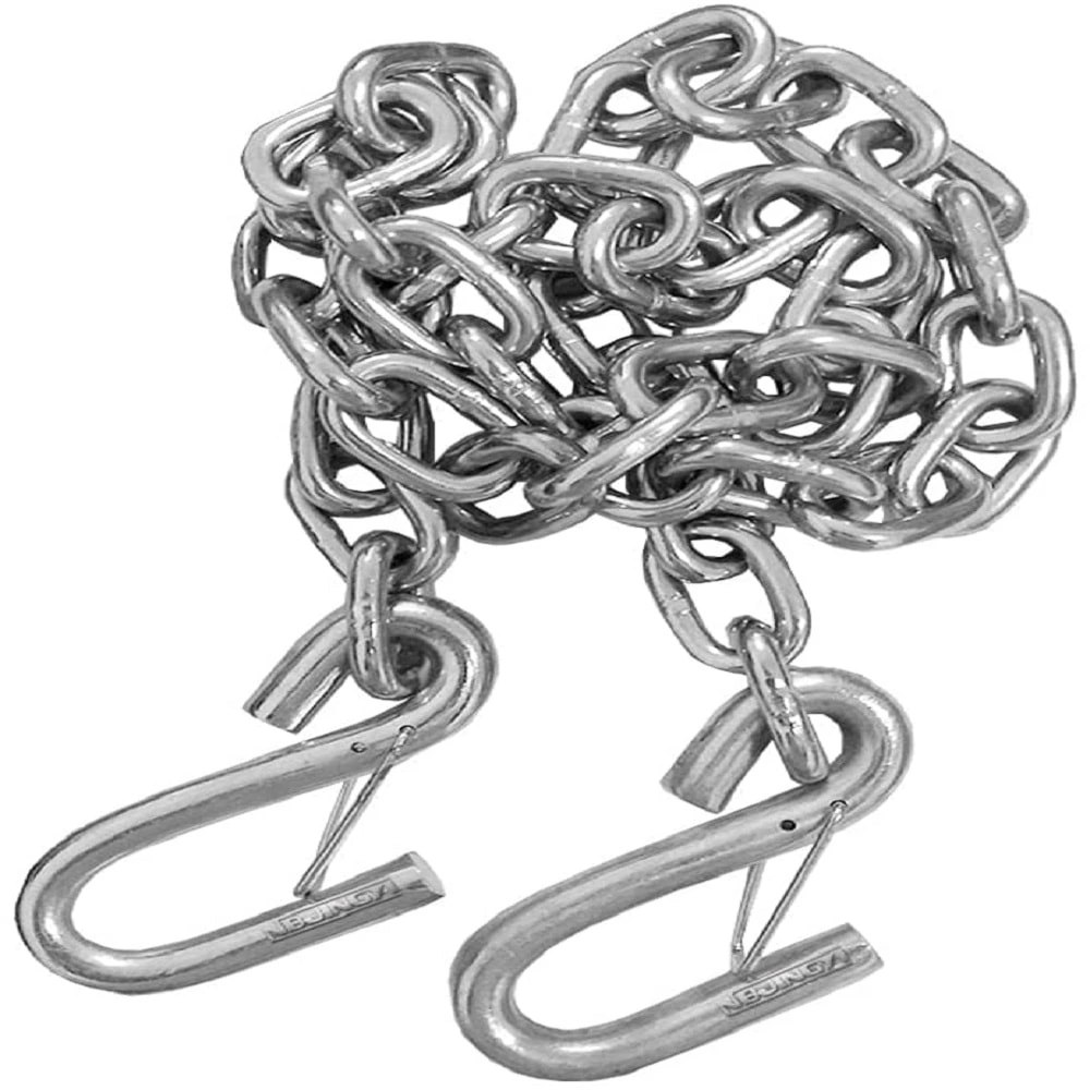 1BJY-SC-07  Grade 30 1/4 Inch x 22 Inch Trailer Boat Gooseneck Safety Chain with Spring Clips with S Hook