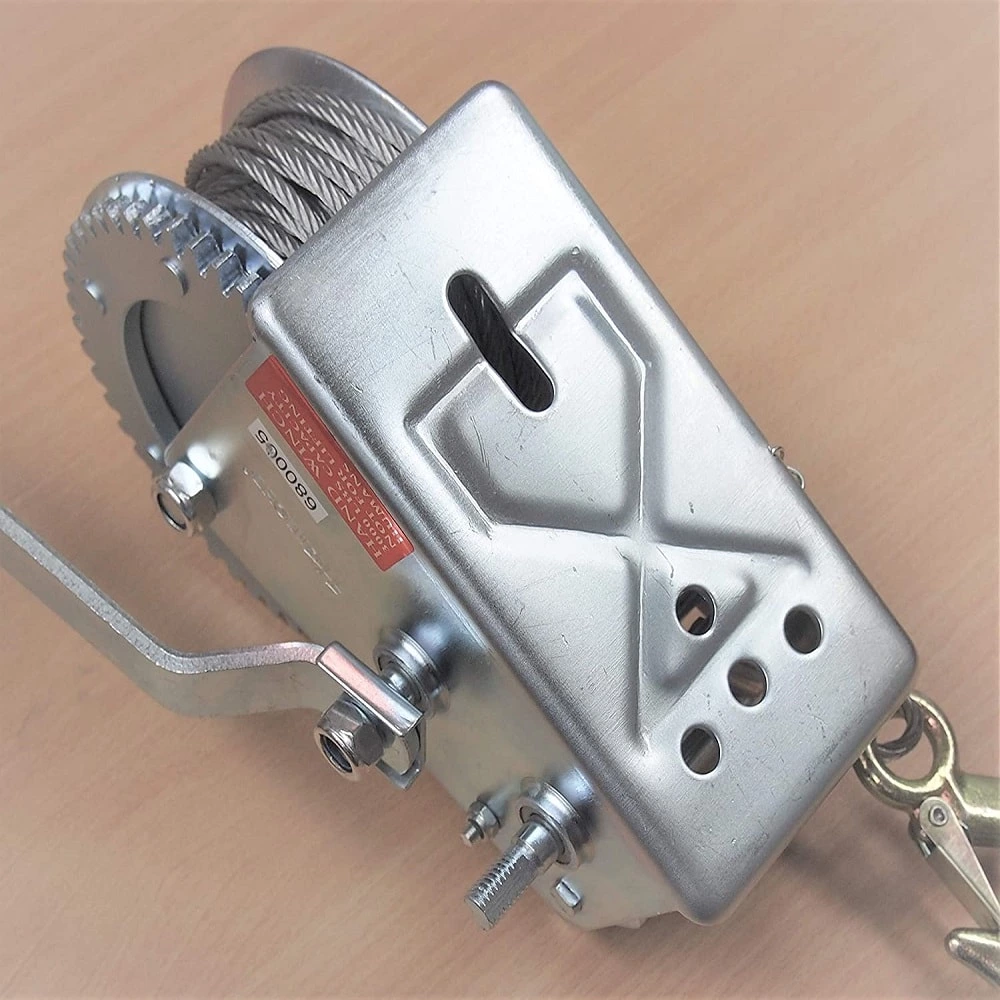 1BJY-HW-10S 3000lbs Hand Crank Winch with Hook and 10m 32ft Steel Cable, Fit for Boat, Trailer or ATV