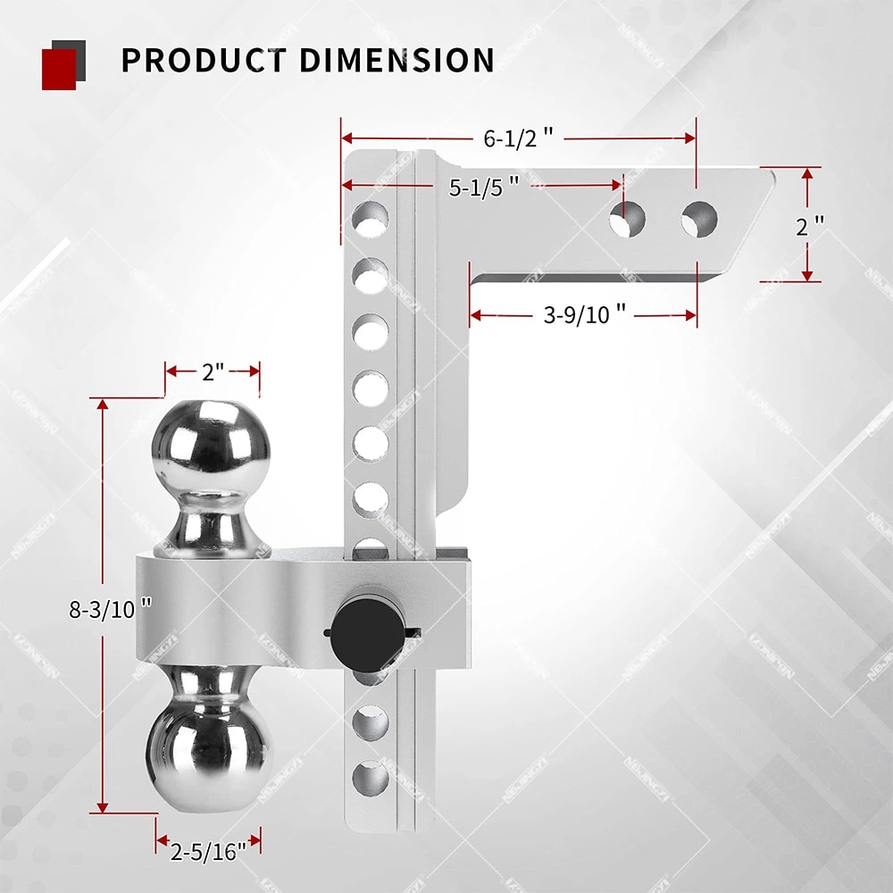 1BJY-HM-43 Original Aluminium Alloy Ball Mount 2.5in. Receiver Reversible Ball Mount