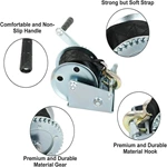1BJY-HW-08B 2000lbs Dual Gear Heavy Duty Hand Winch Hand Crank Manual,boat Trailer Winch With 26ft(8m) Strap