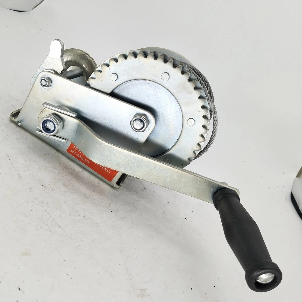1BJY-HW-04S 1200LB Hand Winch Crank Gear Winch & Cable Heavy Duty Hook, with Steel Cable for ATV UTV Trailer Truck Boat, Metal