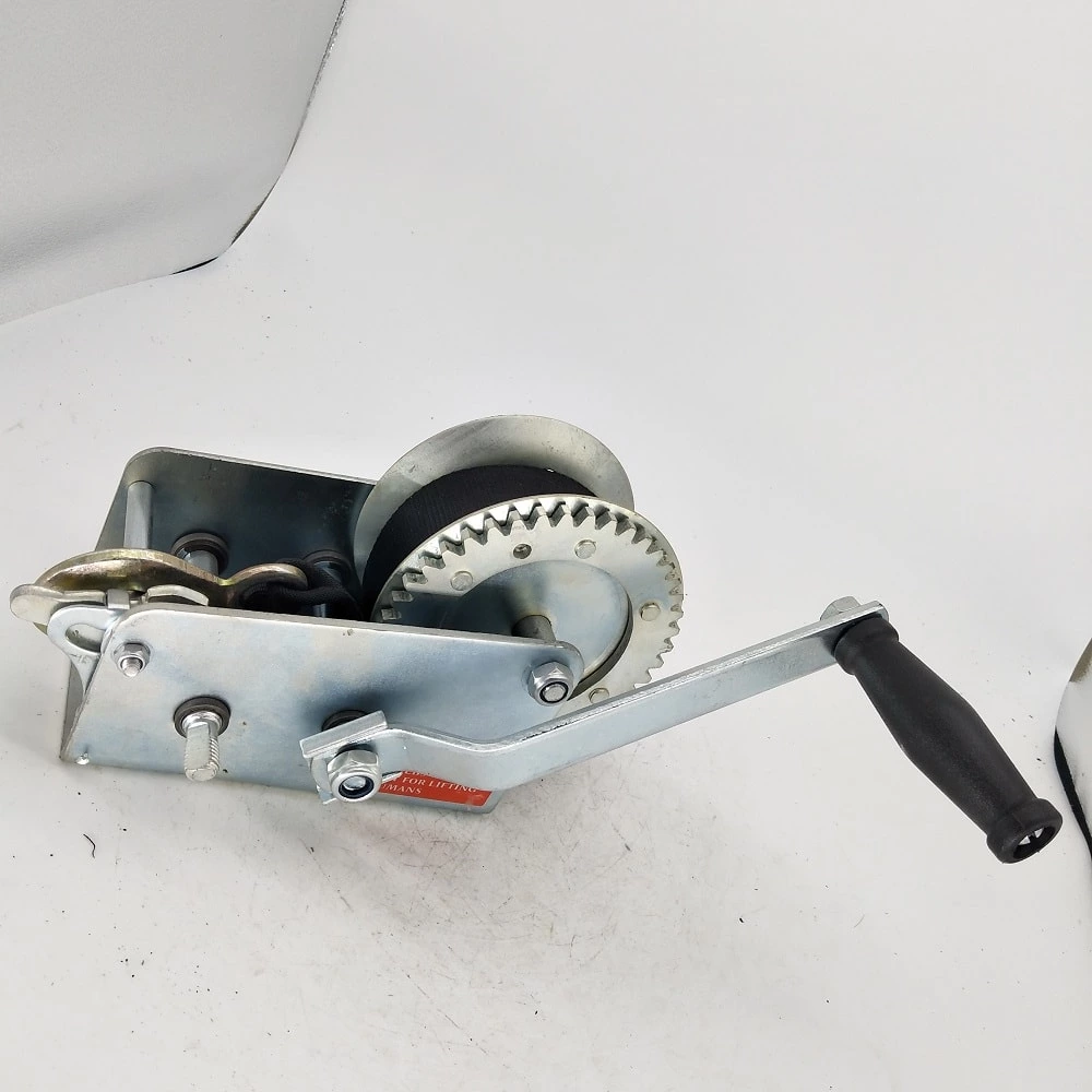 1BJY-HW-04B 1200lbs Hand Winch Boat Winch Black Strap | Hand Crank Winch with 7m Black Strap Manual Winches