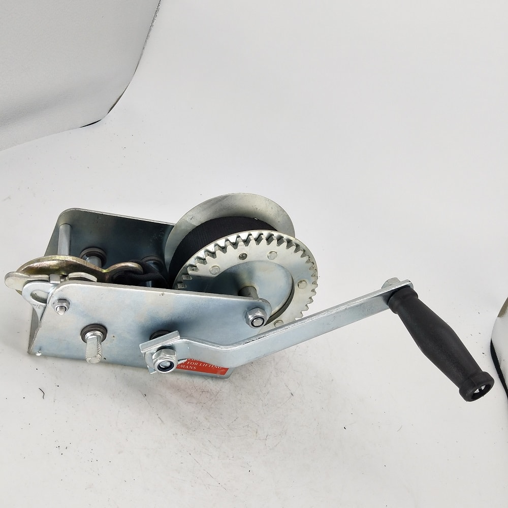 1BJYHW04B 1200lbs Hand Winch Boat Winch Black Strap Hand Crank